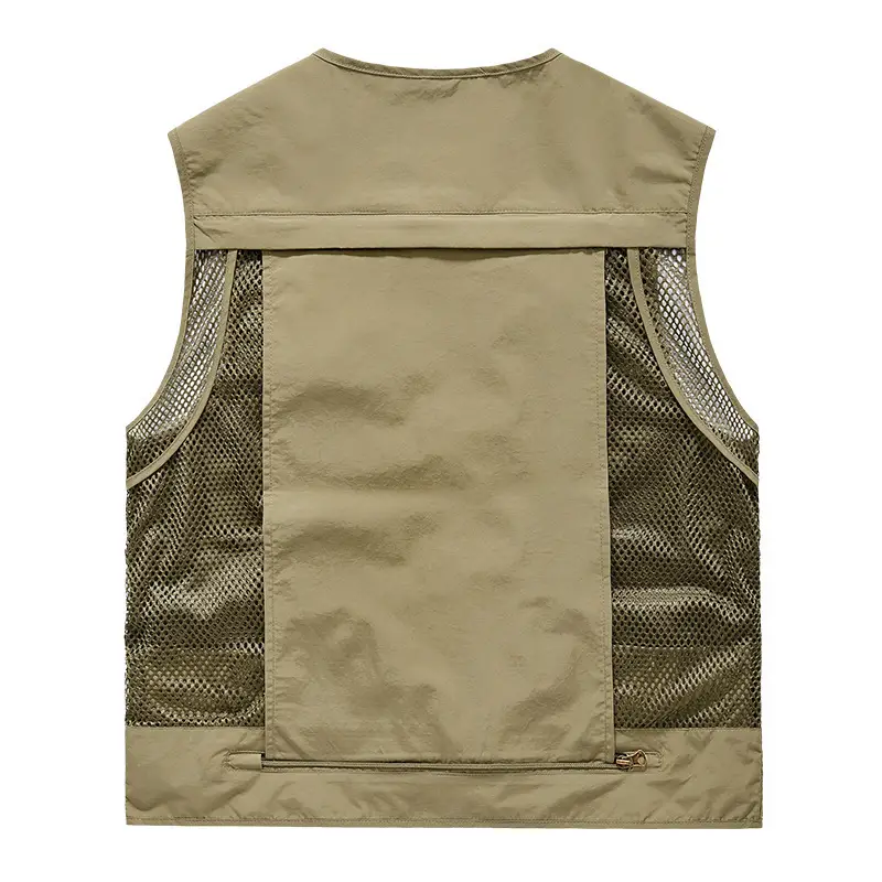 Men's Grey Mesh Fishing Vest with 8 Pockets