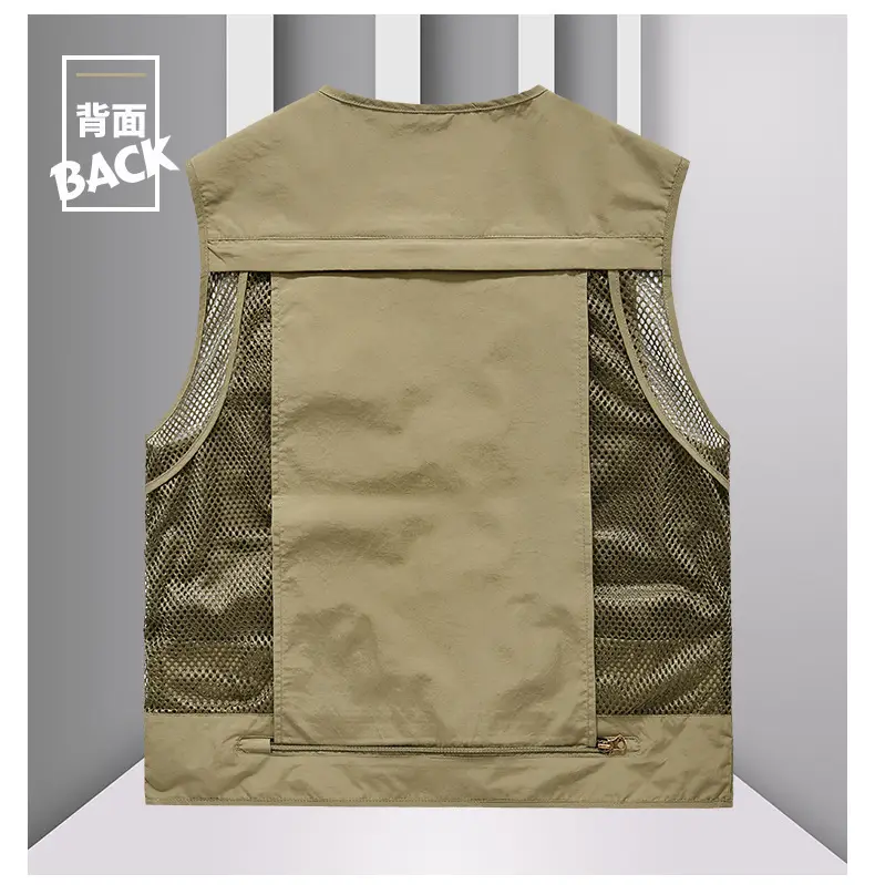 Men's Grey Mesh Fishing Vest with 8 Pockets — feature 11