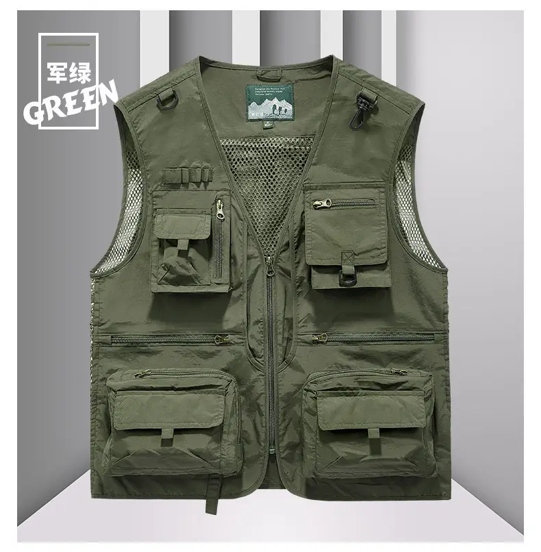 Men's Grey Mesh Fishing Vest with 8 Pockets — feature 12