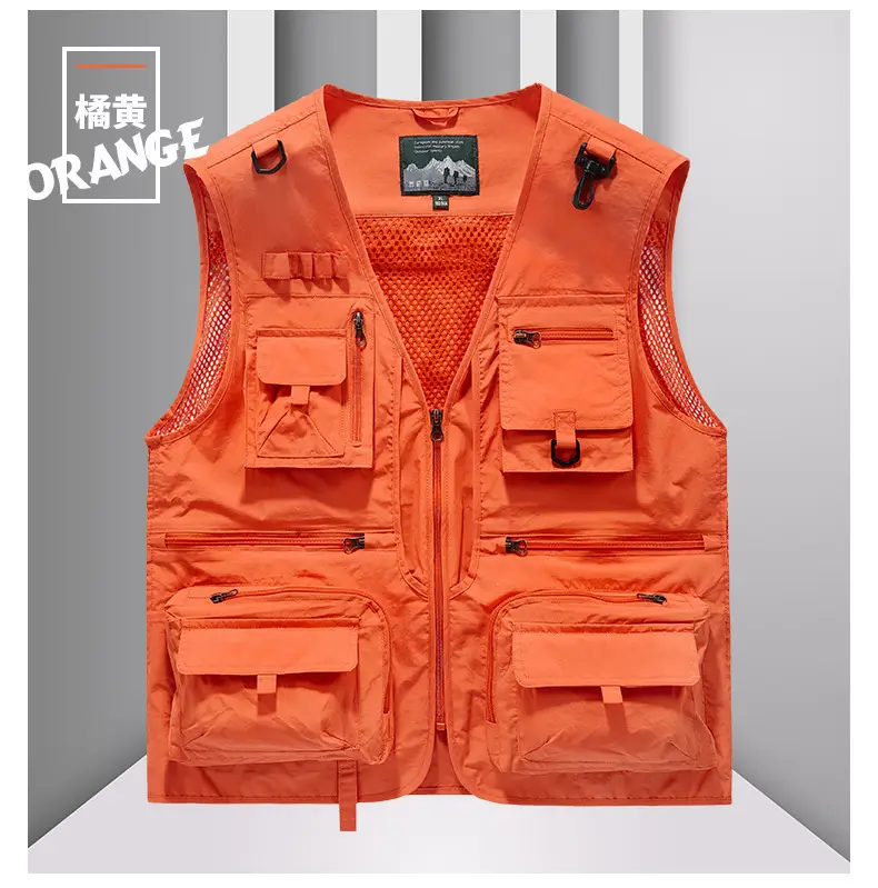 Men's Grey Mesh Fishing Vest with 8 Pockets — feature 14