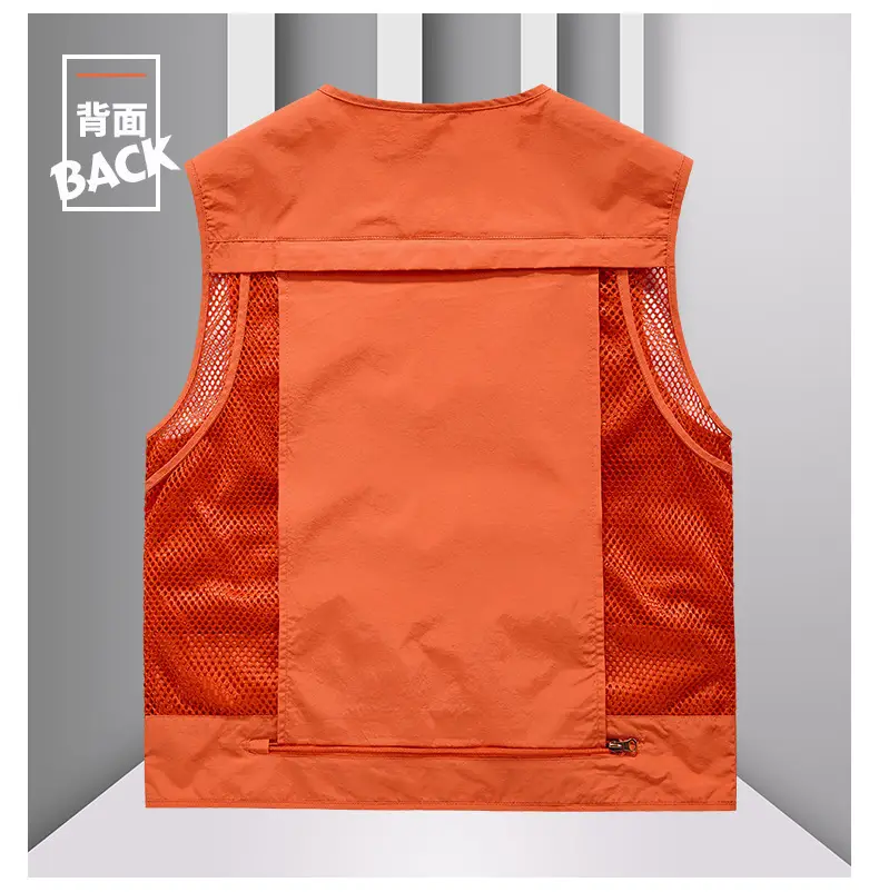 Men's Grey Mesh Fishing Vest with 8 Pockets — feature 15