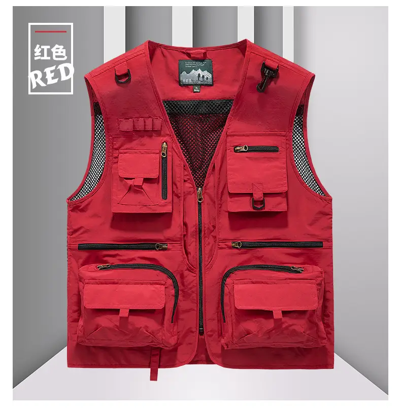 Men's Grey Mesh Fishing Vest with 8 Pockets — feature 16