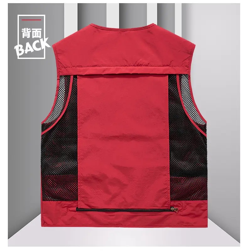 Men's Grey Mesh Fishing Vest with 8 Pockets — feature 17