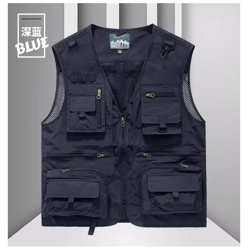 Men's Grey Mesh Fishing Vest with 8 Pockets — feature 18