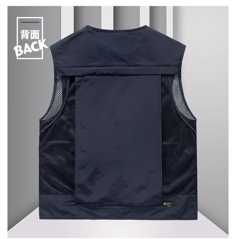 Men's Grey Mesh Fishing Vest with 8 Pockets — feature 19