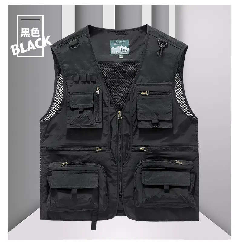 Men's Grey Mesh Fishing Vest with 8 Pockets — feature 22