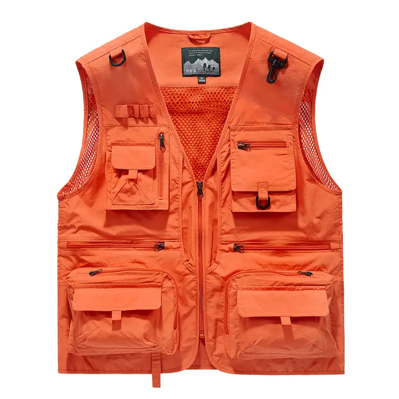 Men's Grey Mesh Fishing Vest with 8 Pockets
