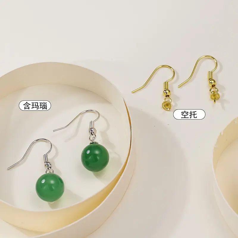 Green Chalcedony Earrings with Gold Hooks
