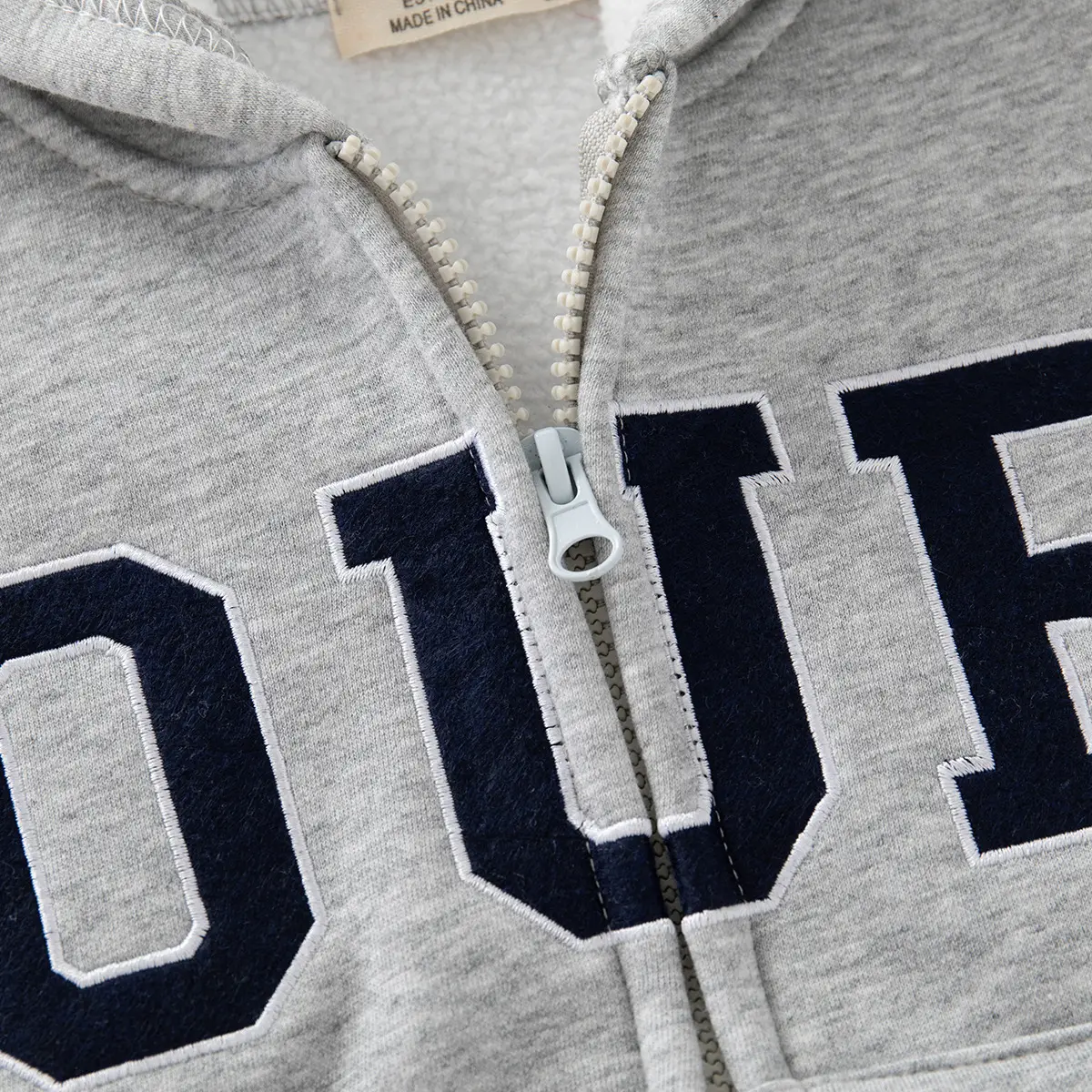 Gray Boys Fleece Hoodie with "OUR" Print - Image 5