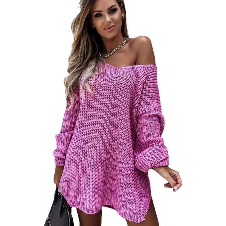 Women's White Knit Pullover Sweater with Side Slit - Image 7