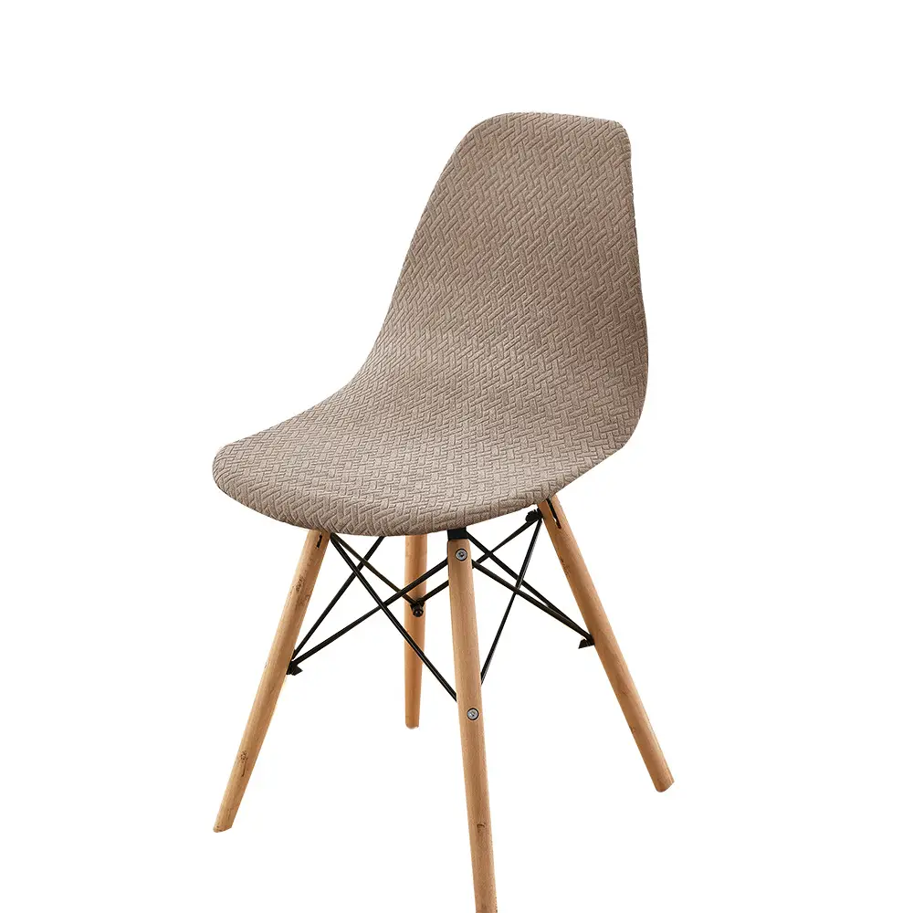 New Knitted T-Shape Chair Cover Brown Elastic Non-Slip - Image 15