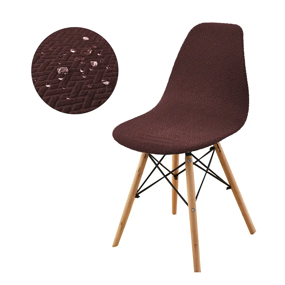 New Knitted T-Shape Chair Cover Brown Elastic Non-Slip - Image 10