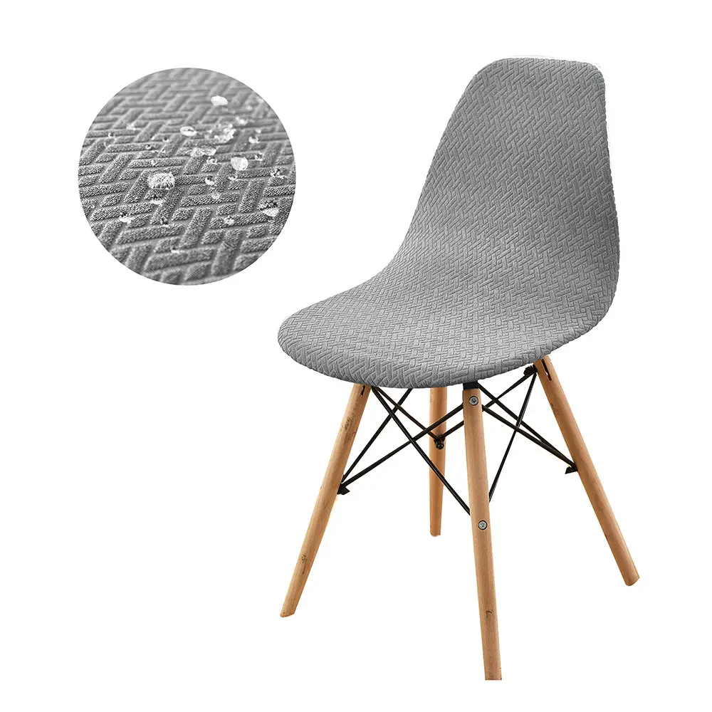 New Knitted T-Shape Chair Cover Brown Elastic Non-Slip - Image 2