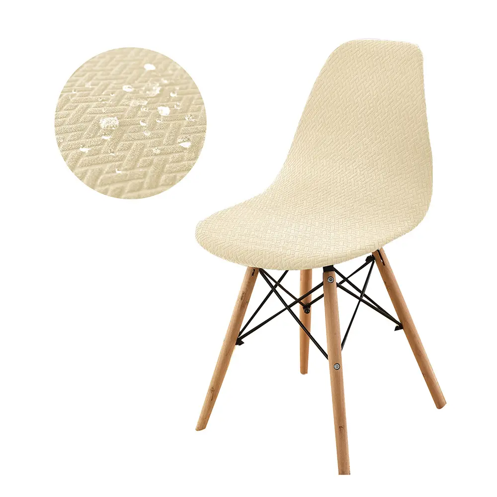 New Knitted T-Shape Chair Cover Brown Elastic Non-Slip - Image 3