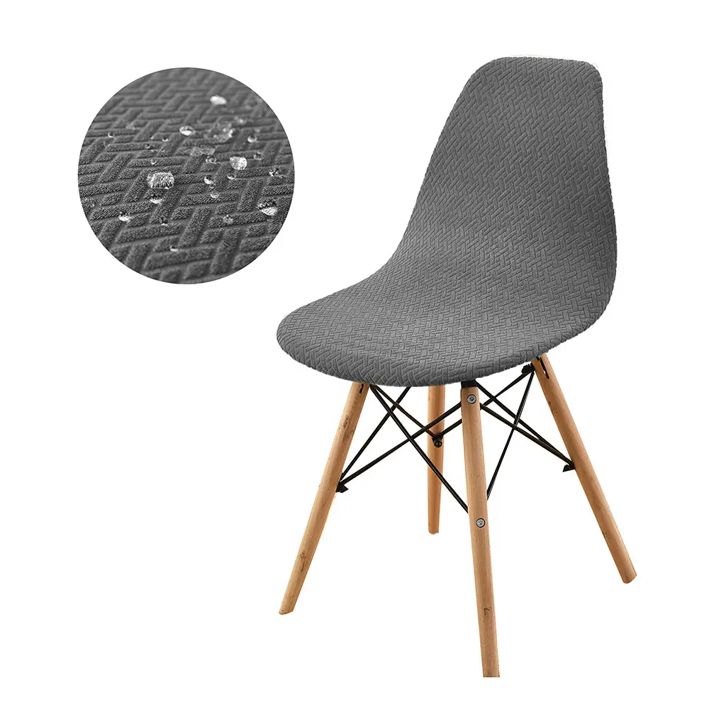 New Knitted T-Shape Chair Cover Brown Elastic Non-Slip - Image 4