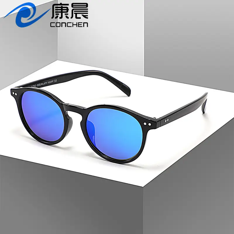 Men Polarized Sunglasses Black Blue Lenses - Image 7