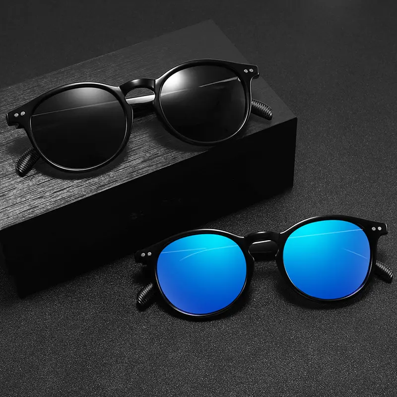 Men Polarized Sunglasses Black Blue Lenses - Image 8
