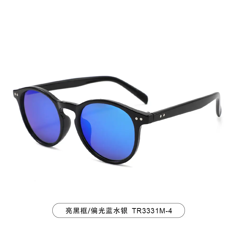 Men Polarized Sunglasses Black Blue Lenses - Image 5