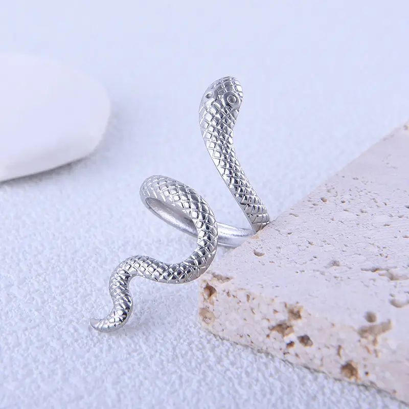 Gold Snake Adjustable Titanium Ring for Men Women - Image 5