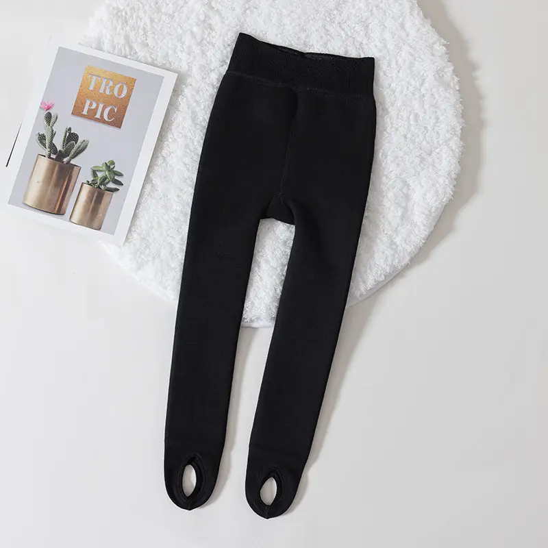 Children's Black Leggings Spring Autumn Cotton Vertical Stripe Waist - Image 3
