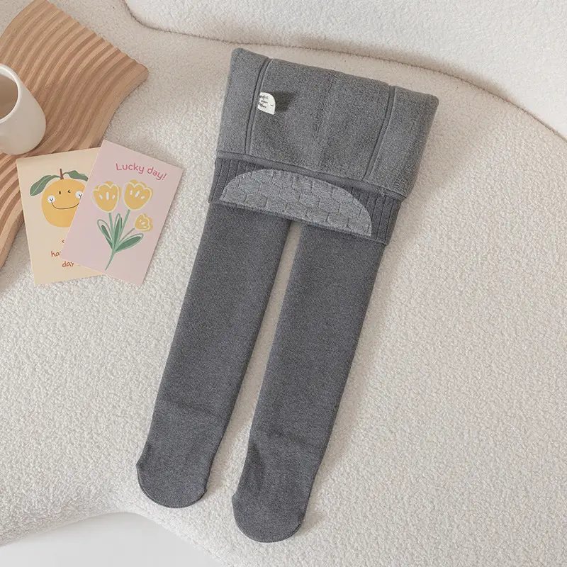 Children's Black Leggings Spring Autumn Cotton Vertical Stripe Waist - Image 7