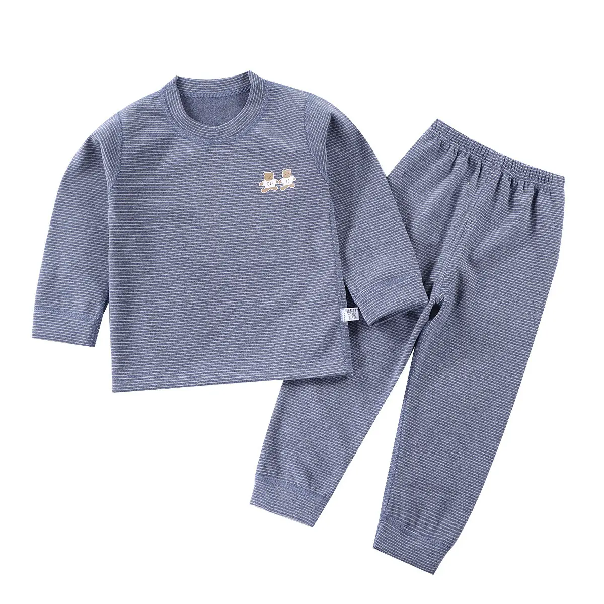 Children's Thermal Pajamas Striped Winter Fleece Lined