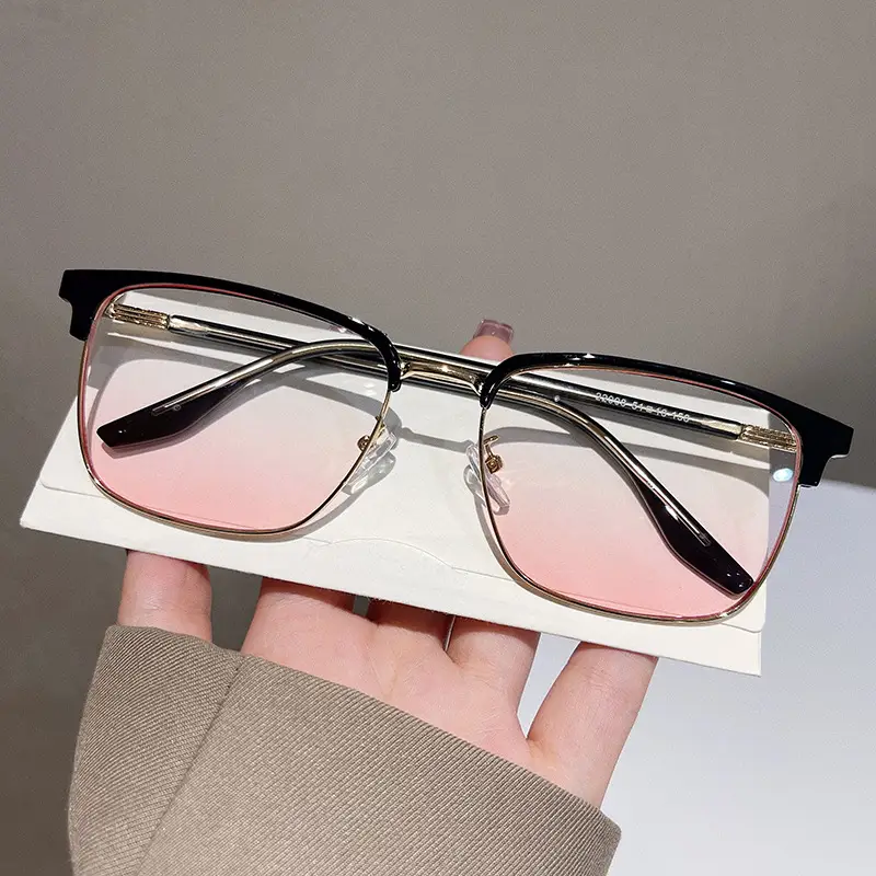 Men's Retro Square TR Metal Anti-Blue Light Glasses - Image 9