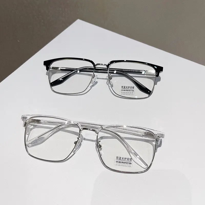 Men's Retro Square TR Metal Anti-Blue Light Glasses - Image 10