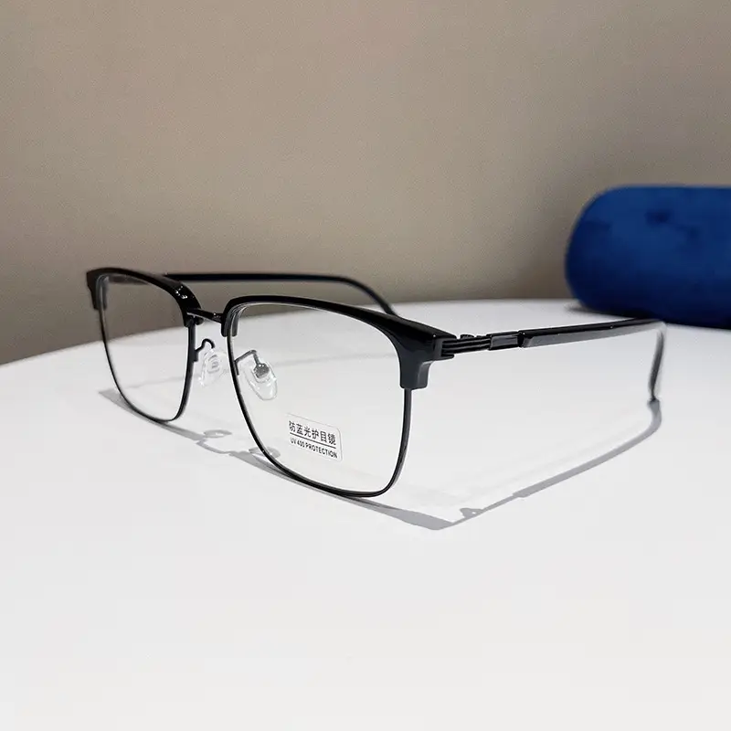 Men's Retro Square TR Metal Anti-Blue Light Glasses - Image 11