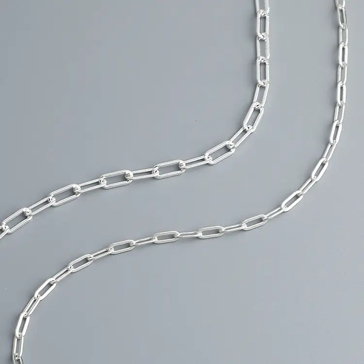 S925 Sterling Silver Square Chain Necklace - Image 3