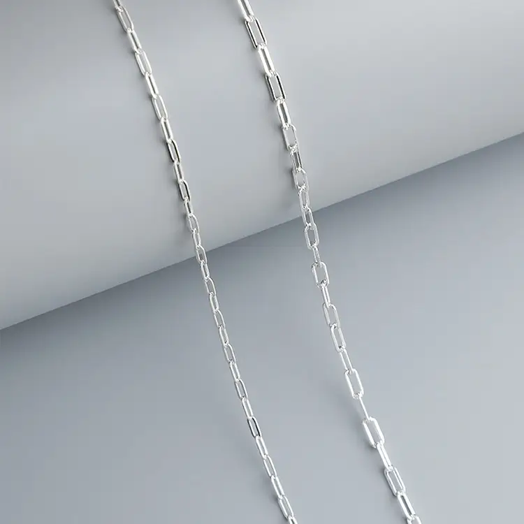 S925 Sterling Silver Square Chain Necklace - Image 4