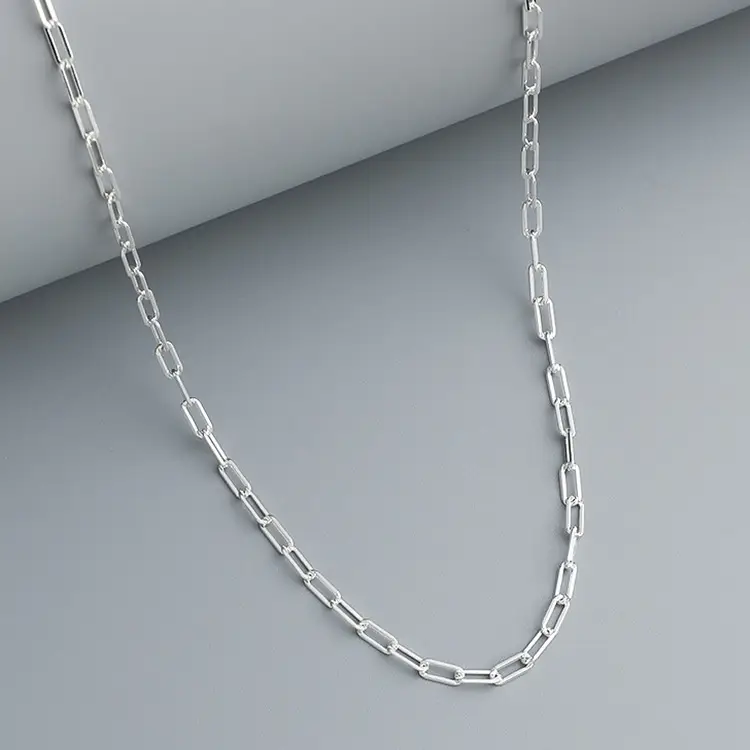 S925 Sterling Silver Square Chain Necklace - Image 5