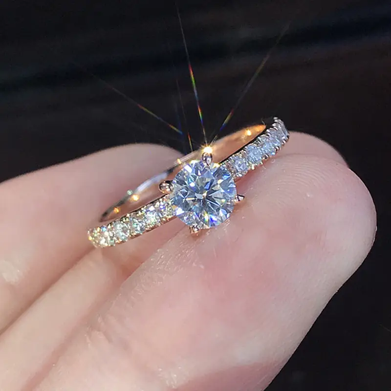 S925 Silver Plated Artificial Zircon Wedding Ring - Image 2