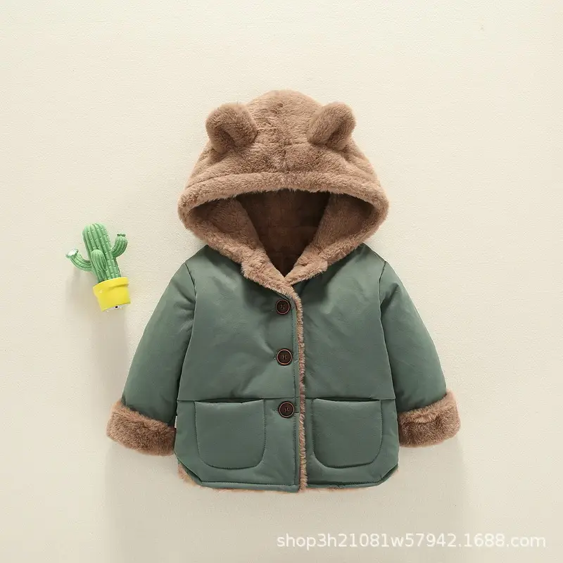 Baby Cotton Hooded Winter Jacket Green 0-4 Years - Image 3