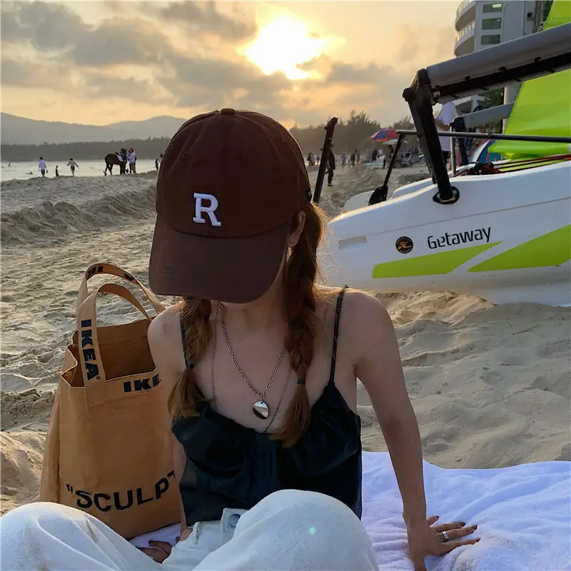 Women's Brown R-Label Hair Cap Hat Set - Image 8