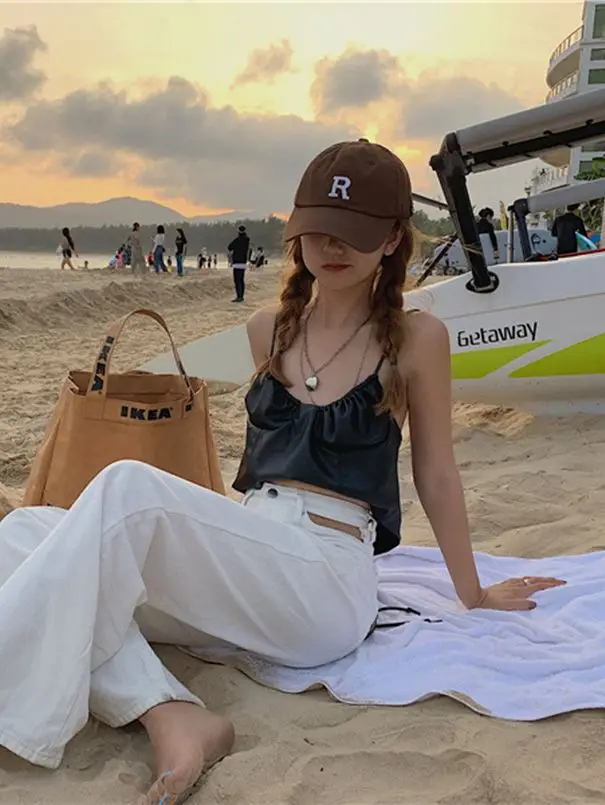 Women's Brown R-Label Hair Cap Hat Set — feature 6