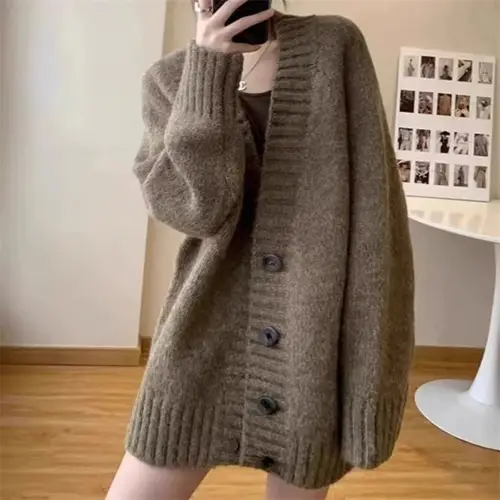 Women's Green Striped Knitted Vest Top Autumn Wear — feature 11