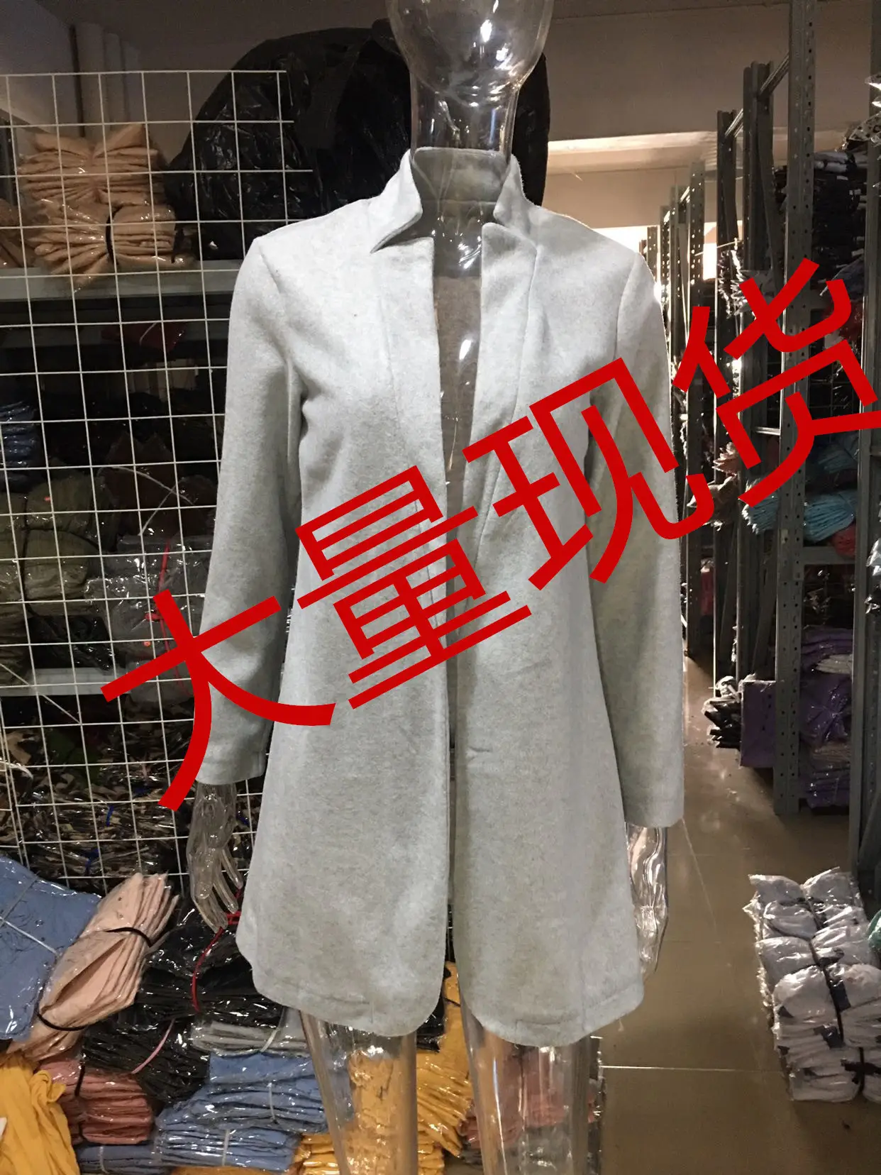 Women Woolen Stand-Up Collar Jacket Orange Large - Image 4