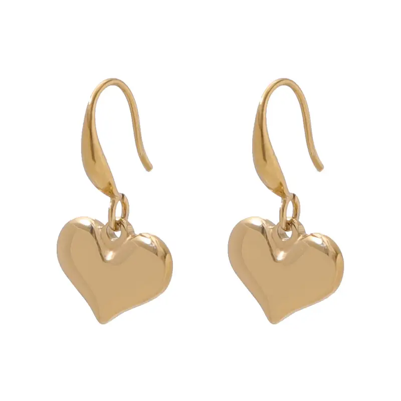 French Retro Heart Pendant Necklace for Women Gold