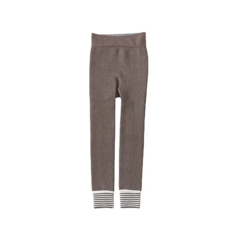Girls Black Vertical Strip Leggings Slim Fit Winter Warm