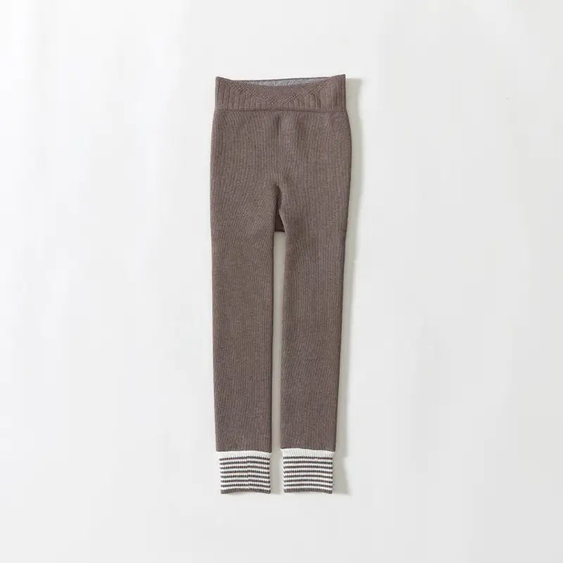 Girls Black Vertical Strip Leggings Slim Fit Winter Warm