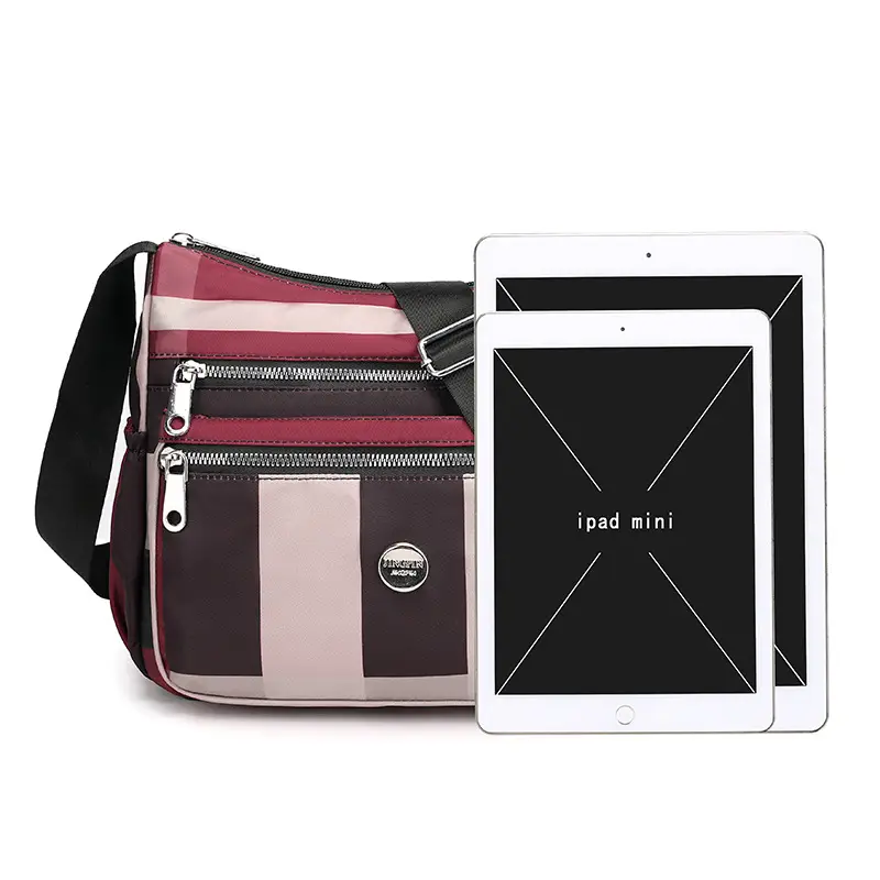 New Women's Green Striped Crossbody Bag Large Capacity - Image 9