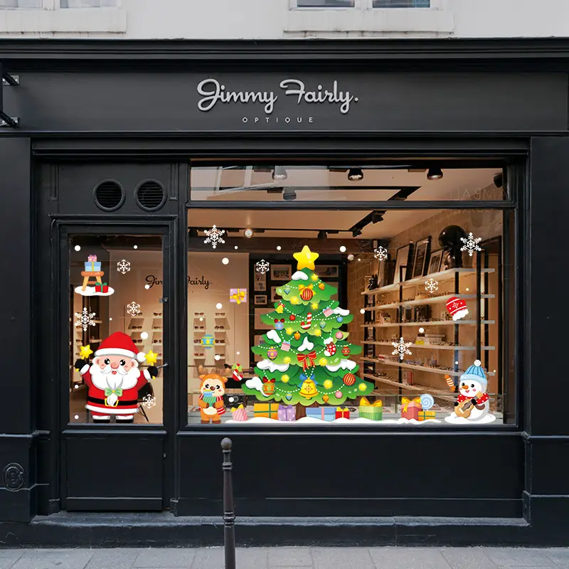 Christmas Tree & Snowman Stickers for Store Window Decor - Image 4