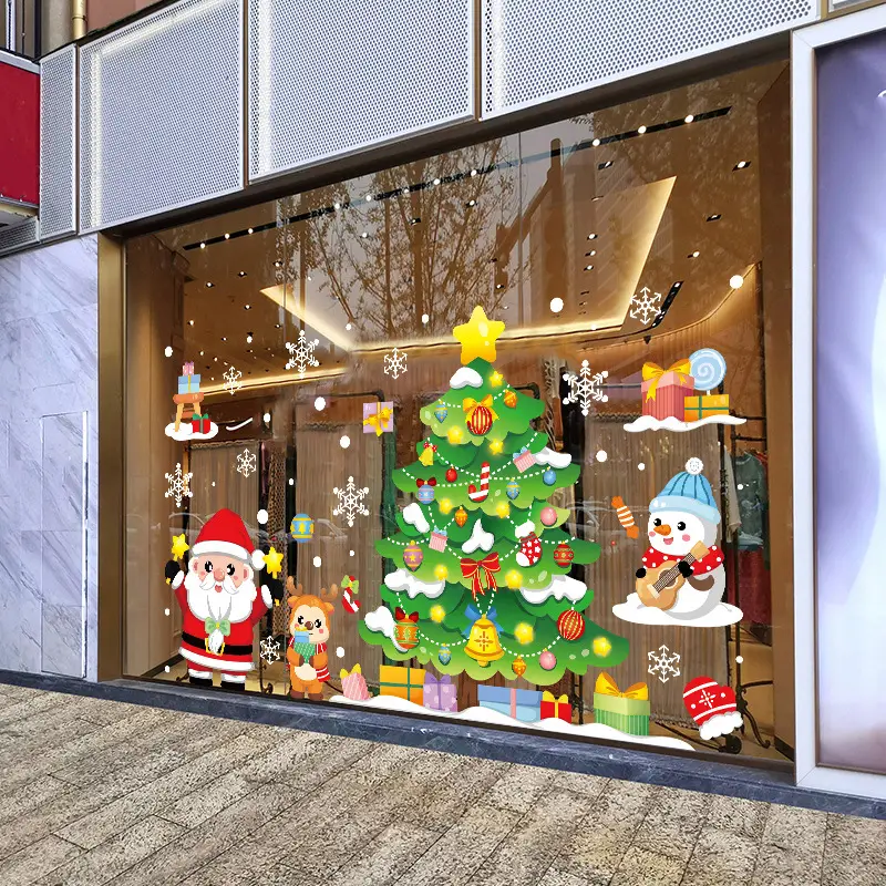 Christmas Tree & Snowman Stickers for Store Window Decor - Image 5