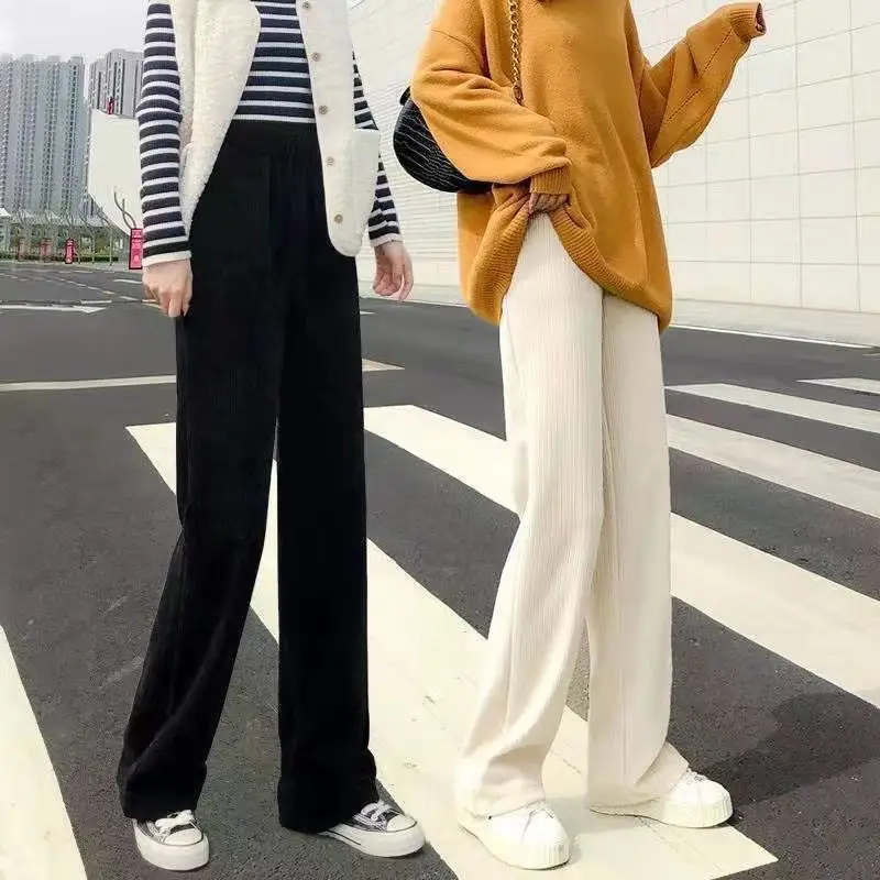 Women Fleece Lined Wide Leg Pants Cream Off White — feature 1