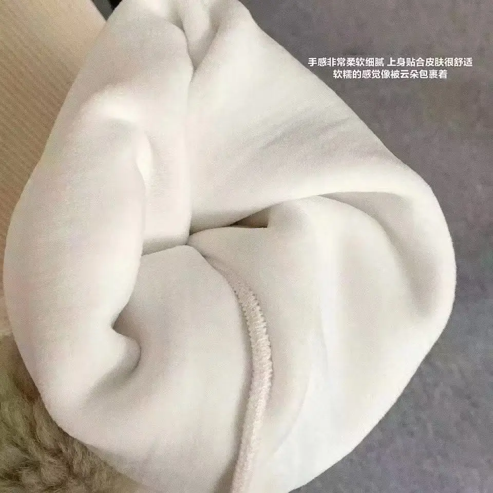 Women Fleece Lined Wide Leg Pants Cream Off White — feature 12