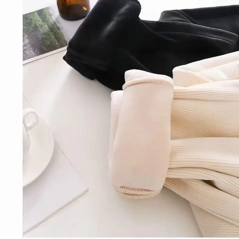 Women Fleece Lined Wide Leg Pants Cream Off White — feature 15