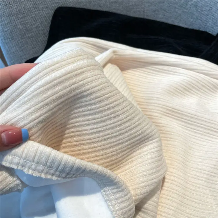 Women Fleece Lined Wide Leg Pants Cream Off White — feature 9