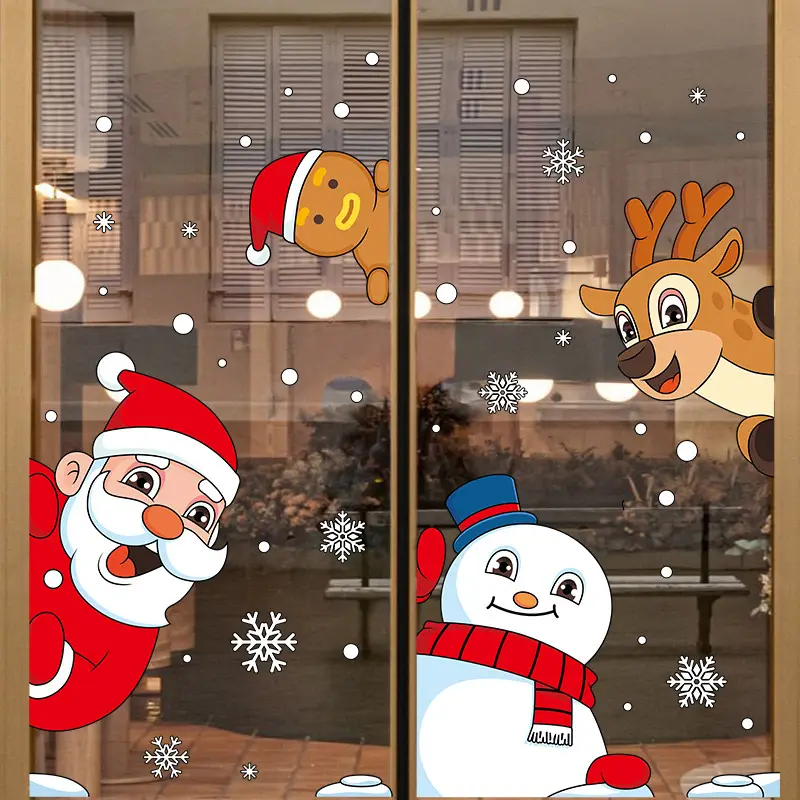 Christmas Window Decor with Snowman Electrostatic Stickers - Image 3