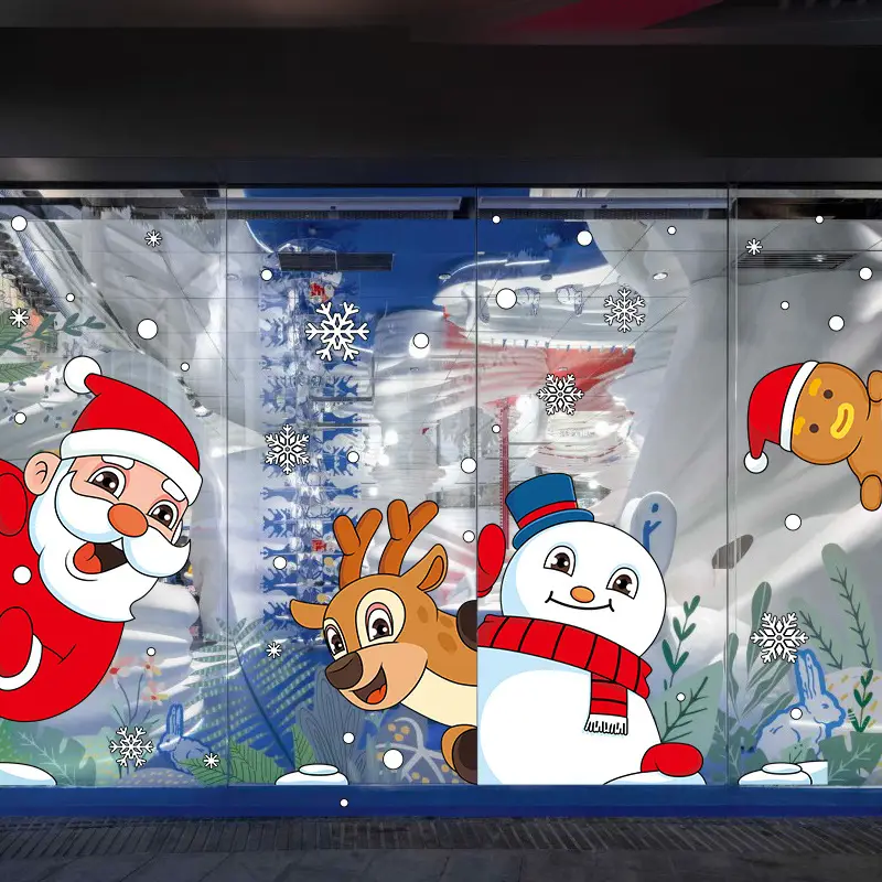 Christmas Window Decor with Snowman Electrostatic Stickers - Image 4